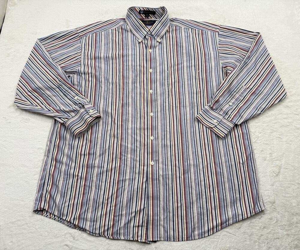 Vintage Tommy Hilfiger Button Up Shirt Men’s XL (17.5) TLC White Striped